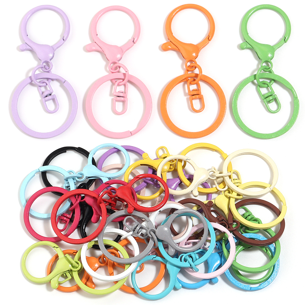 10pcs/lot Colorful Alloy Lobster Clasps Keychain Key Hook Keyring For Jewelry Making Findings DIY Key Chains Pendant Accessories