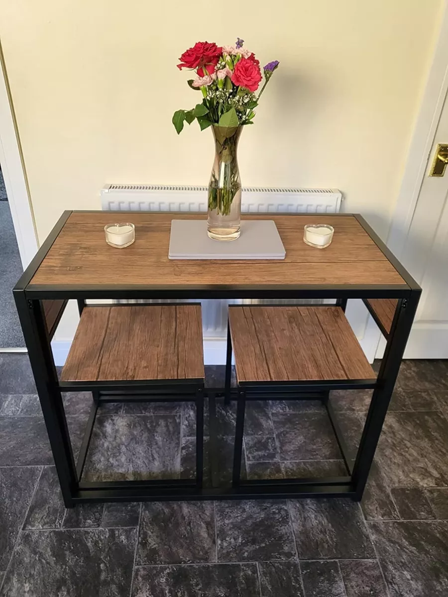 Small Dining Table 2 Chairs Kitchen Furniture Set Space Saving Breakfast Table Customized
