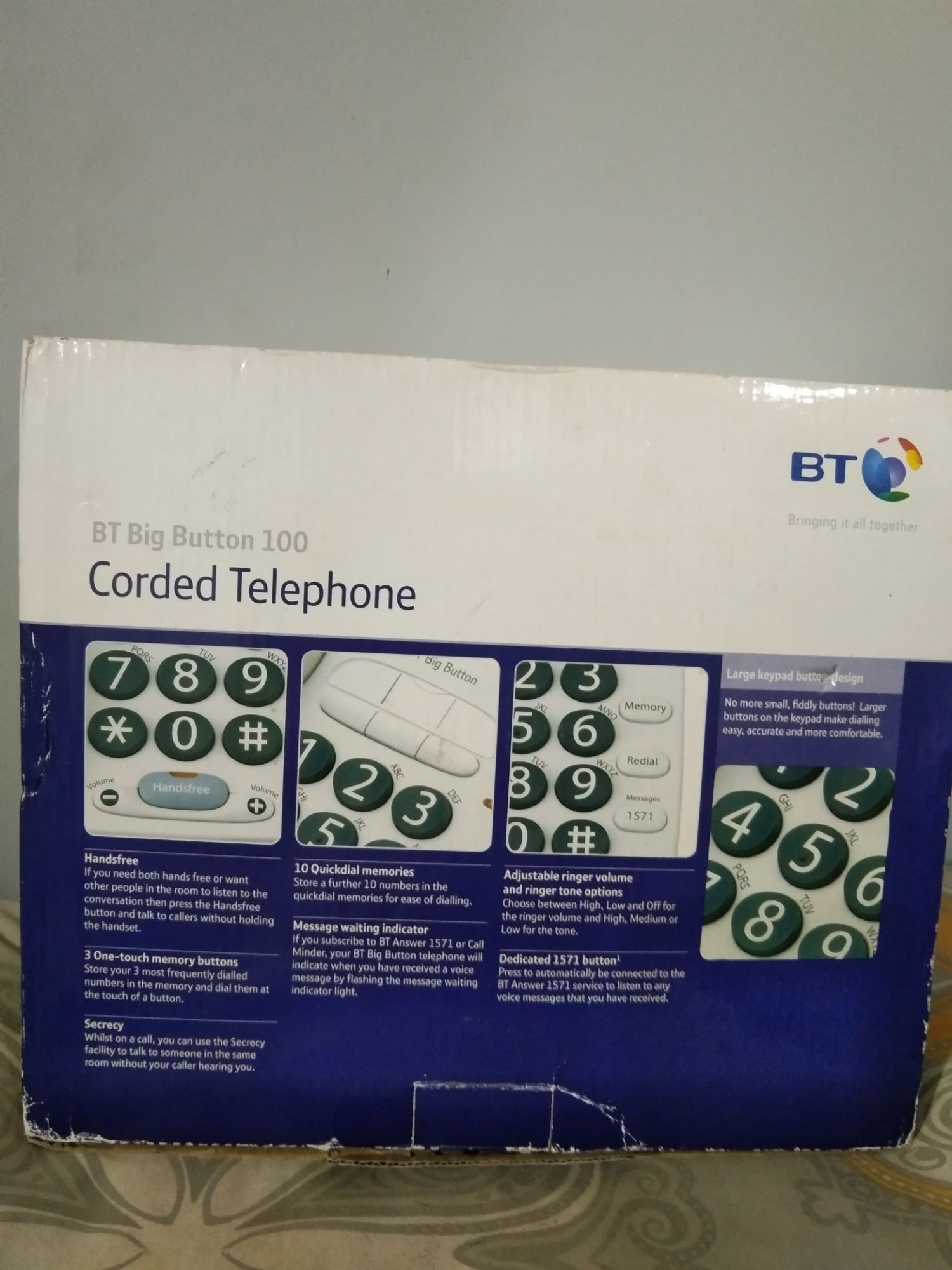 BT Big Button 100 Single Line Corded Phone | Daraz.pk