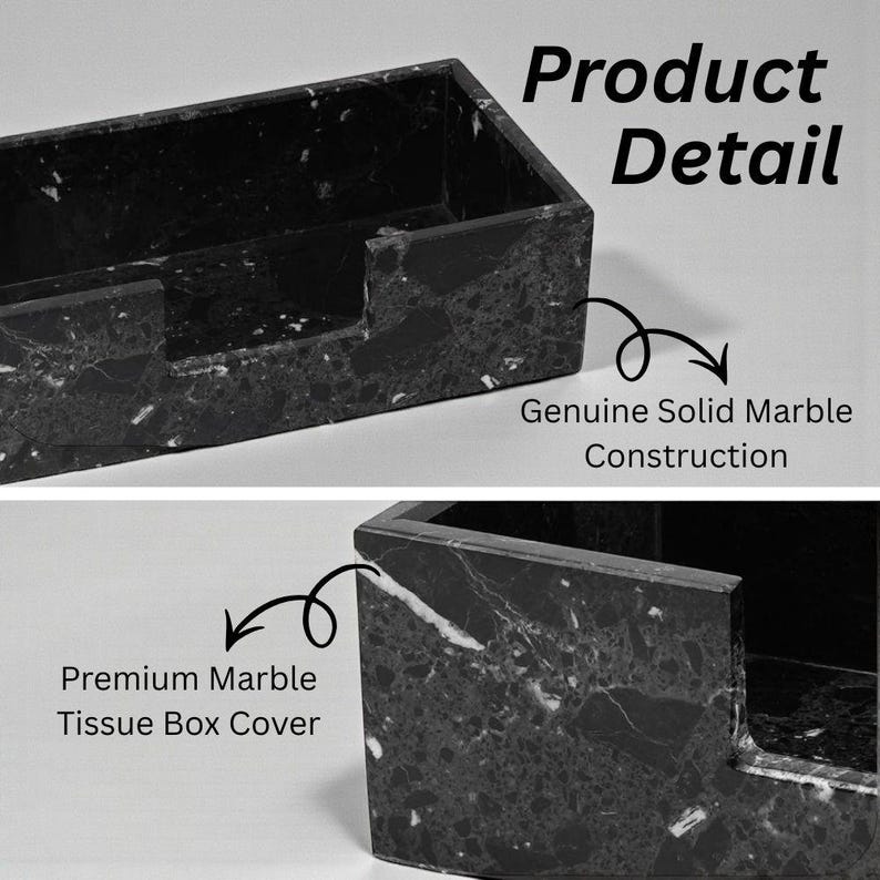 Premium Black Marble Tissue Box Holder 3