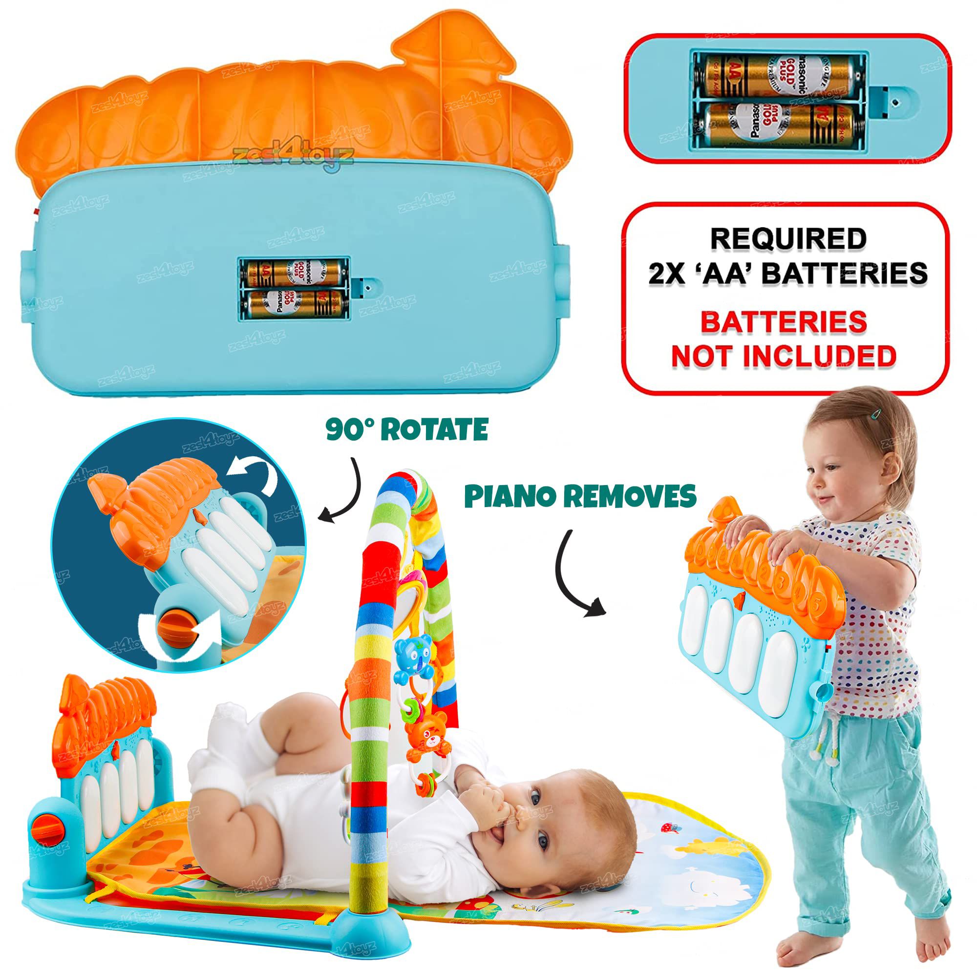 Baby Play Mat Gym & Fitness Rack with Hanging Rattles Lights & Musical Keyboard Mat Piano Multi-Function