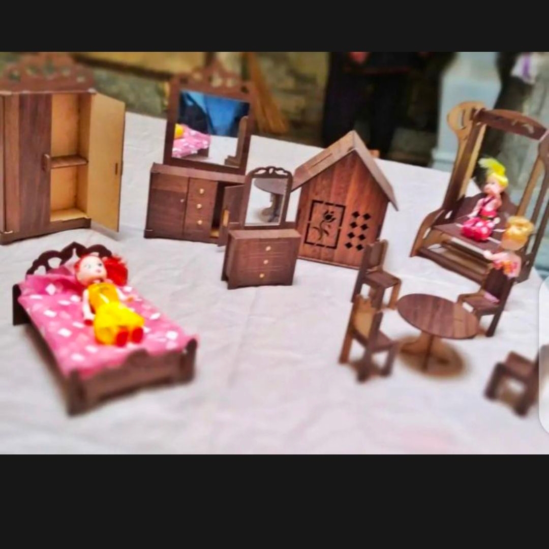 Toy bed set and sofa set wooden complete chair set for dolls play furniture sets