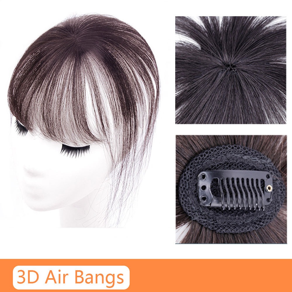 Fashion 3D Natural Bangs Invisible Middle Part False Bangs Synthetic Clip-In Side Fringe Hairpieces Women