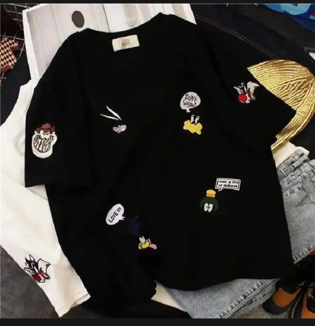 Half Sleeve Printed T Shirt for Girls and Women S Black Best Price in Bangladesh
