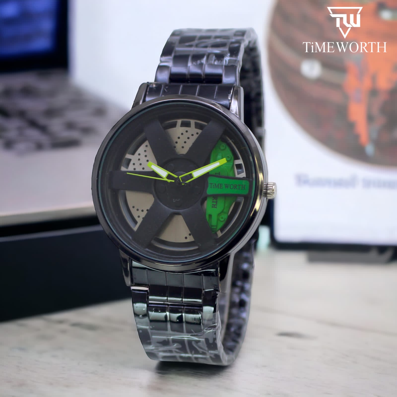 Trending Rim Men Quartz Watch for Waterproof Vacuum Plating Strap with Car Wheel Rim Hub Design Sport Automatic Wrist watch