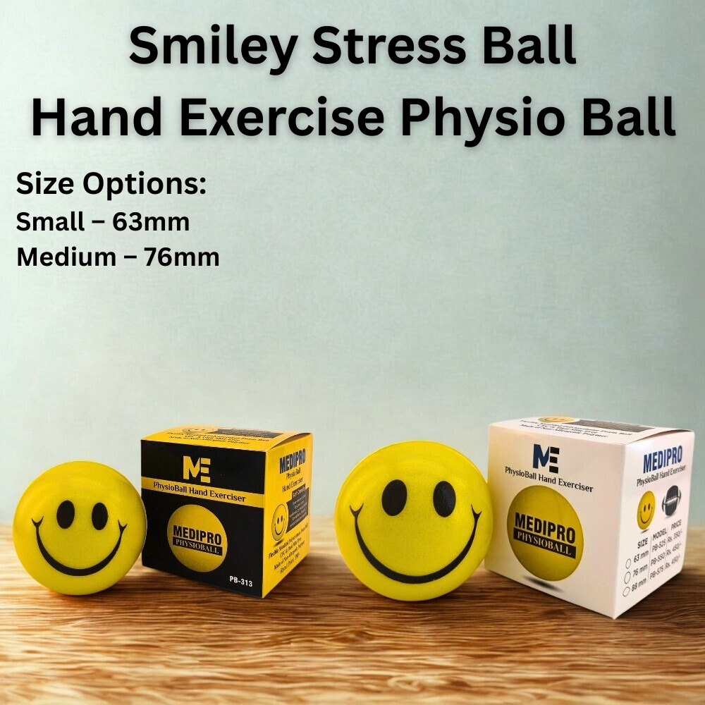 Hand Exercise Physio Ball Smiley Face Soft Grip Stress Relief Ball with Box 63mm 76mm Size 1 to 6 Pcs for Finger Training Hand Grip Strength Relaxation Dexterity Practice for Home Office Study School Educational Learning Science & Fitness Activity Medipro