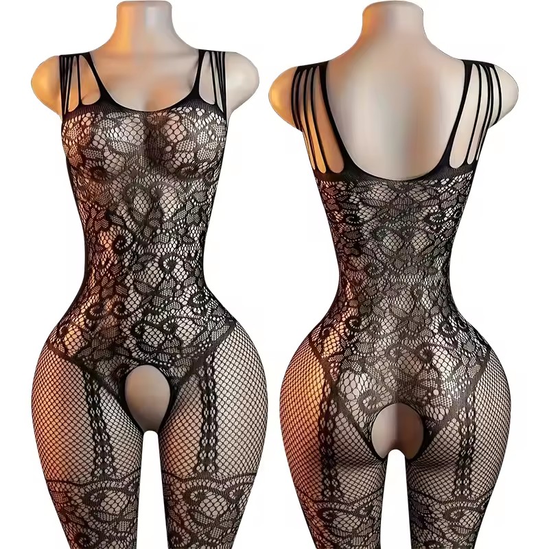 Open Crotch Bodystockings  Adult Female Black Women Fishnet Lingerie Underwear Transparent Bodysuit Catsuit Cosplay Costumes