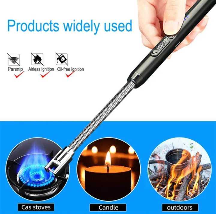 USB Rechargeable Electric Kitchen Lighter | Flameless Windproof Arc Lighter for Gas Stove, BBQ & Candles
