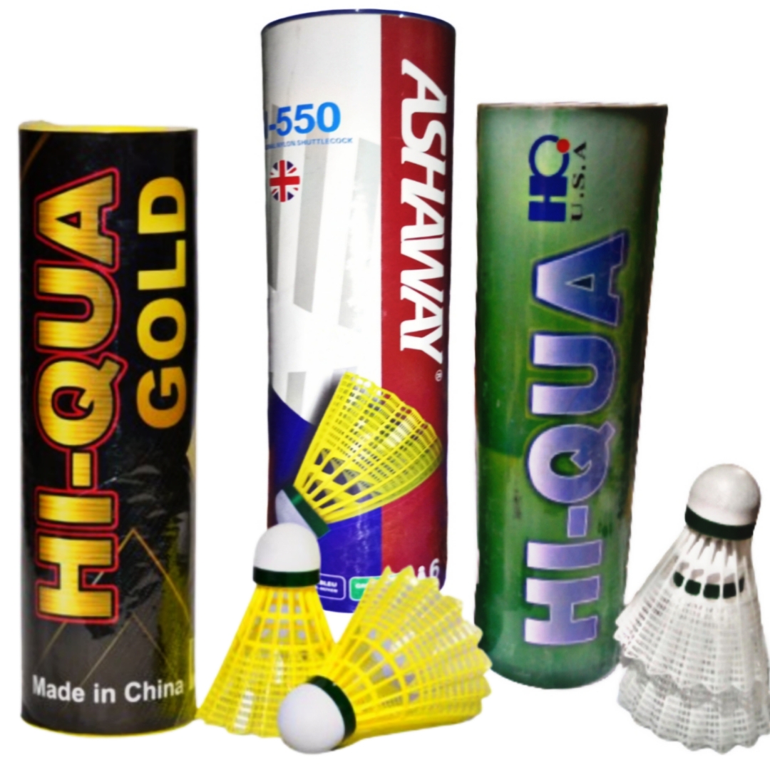 6 Pcs Hi-Qua AshWay Yellow and White Nylon Shuttlecocks for Badminton Champion Sports Nylon Outdoor Shuttlecocks, Shuttle For Beginners
