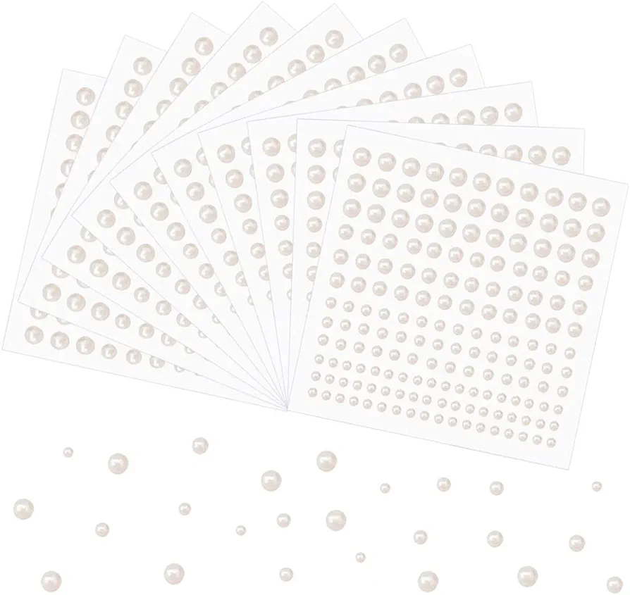 Hair Pearl Stickers For Girls Stylish Hair Styling Accessories Self Adhesive White Pearls For Hair Decoration Simple To Use Long Lasting Bridal Party Look Modern Stylish Hair Jewels For Events Festive Hairstyles Elegant Glam Look - Off-white