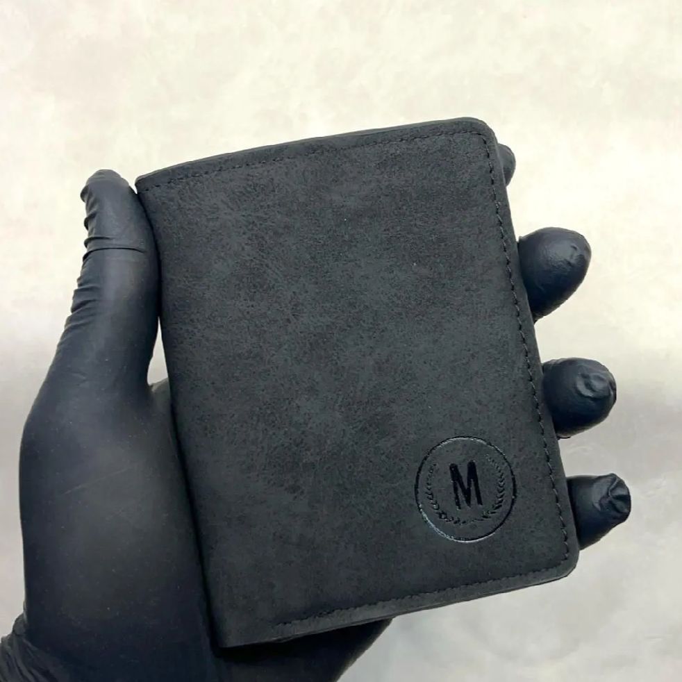 Premium Grain-Textured PU Leather Ultra-Slim Bifold with Quick-Access Card Slots Wallet for Men - Compact Gentleman Purse