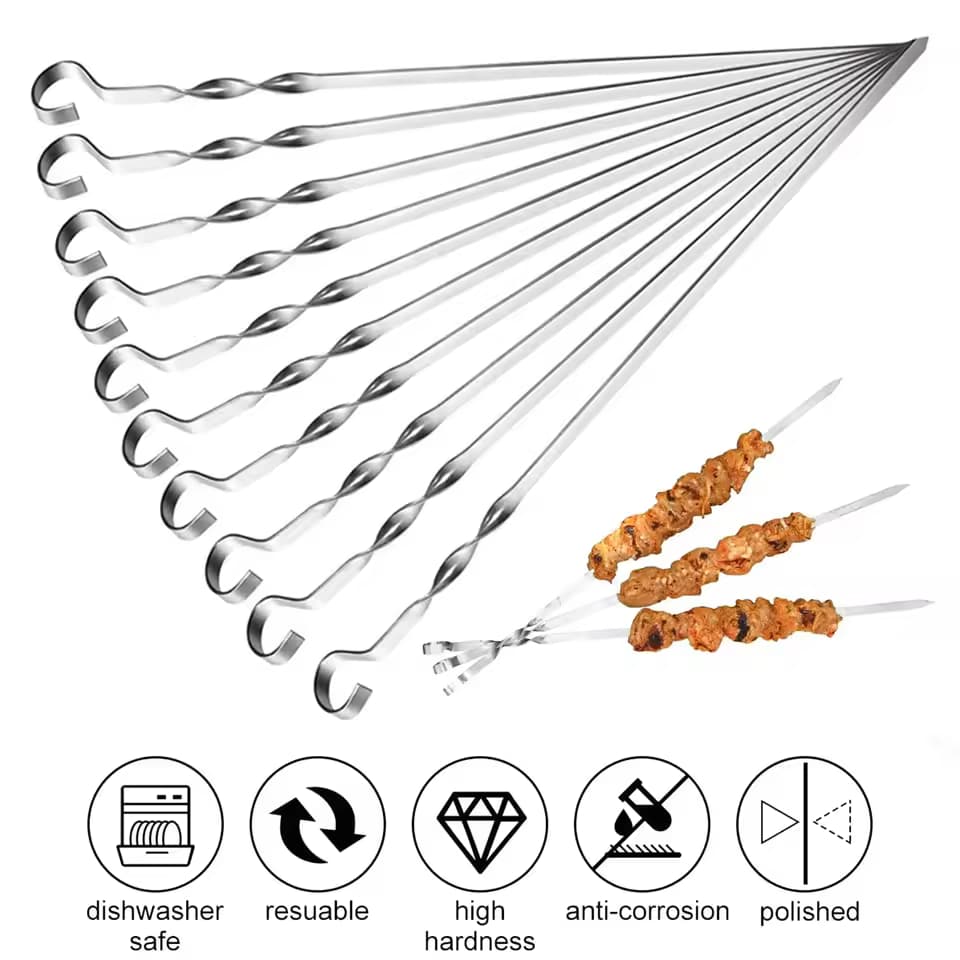 Stainless Steel BBQ Skewers 6Pcs