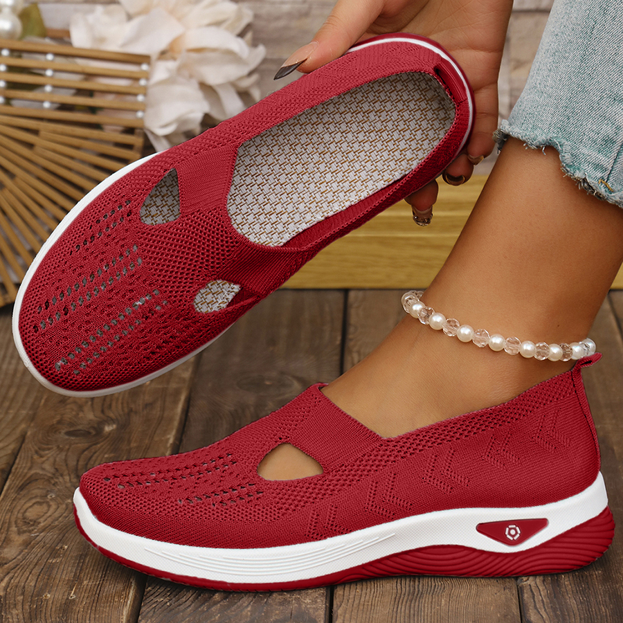 Womens Spring Summer Knit Slip On Sneakers Breathable Mesh Casual Shoes with Arch Support Machine Washable Multi Colors