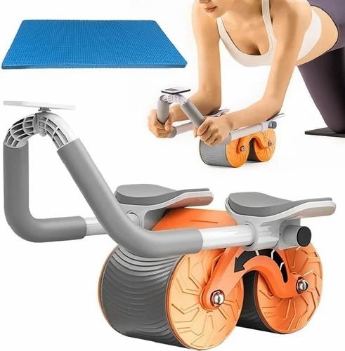 Automatic Rebound Ab Roller Wheel with Elbow Support for Core Workout | Smart Braking Ab Exercise Roller for Abs, Belly Fat Loss, Planks | Dual-Wheel Ab Trainer with Phone Holder | Home Gym Fitness Equipment for Men & Women
