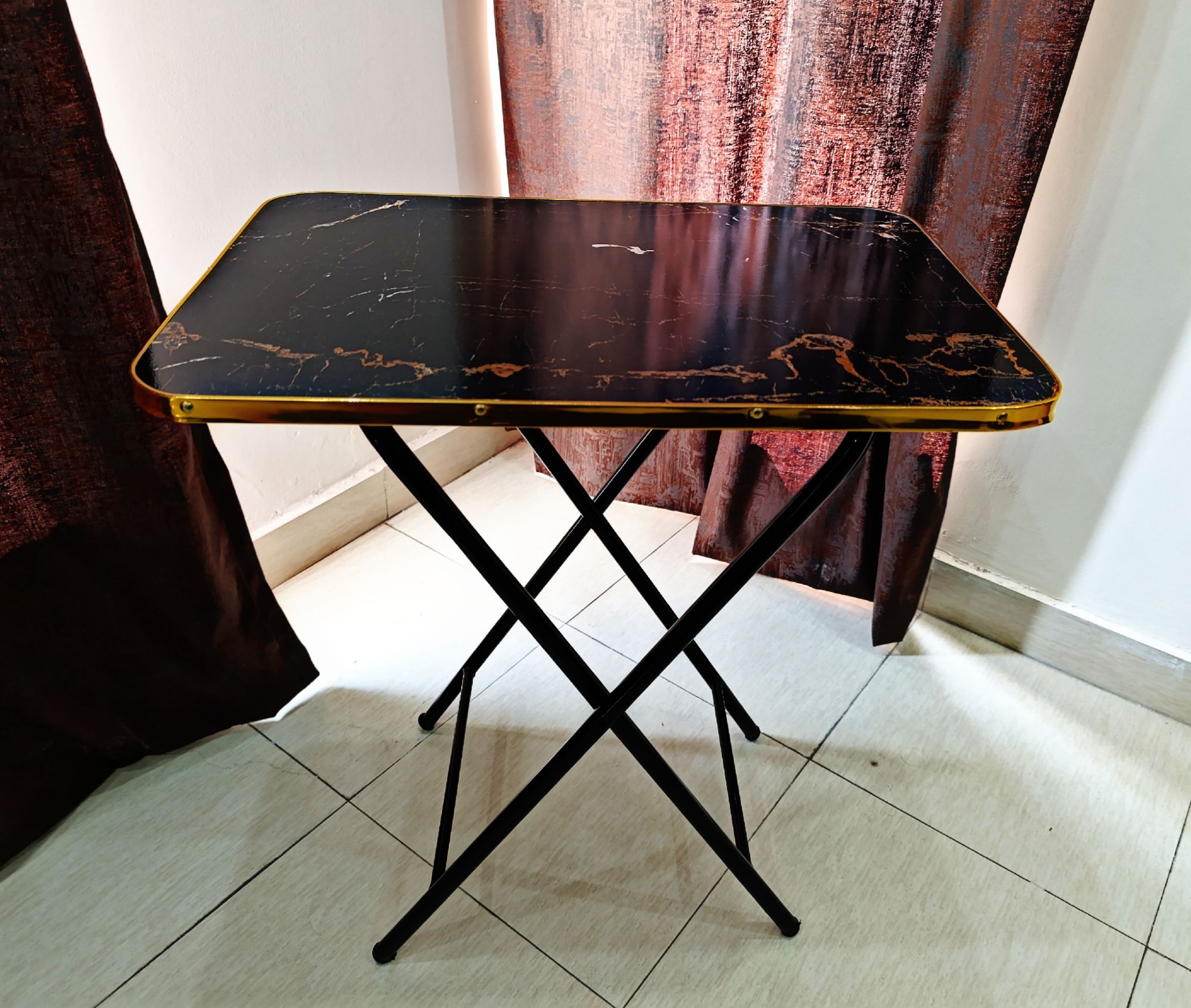 Modern Folding Table |Cofee Table | Computer Table | For Kitchen, Living Room and Bed Room Rectangle Shape Round Shape |  Folding Table Dining Table and Study Table Wooden Top metal Frame