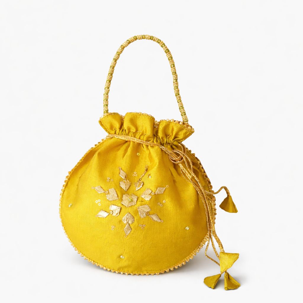 Fancy embroidered clutch/potli bag for wedding parties designer traditional potli gol bag with Handmade Gota work