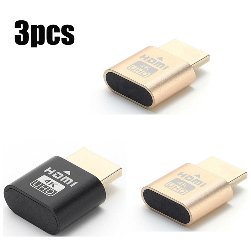 1-3pcs LED Display HDMI Virtual Display 4K HDMI DDC EDID Dummy Plug Display LED Cheat Virtual Plug HDMI Dummy Emulator Adapter