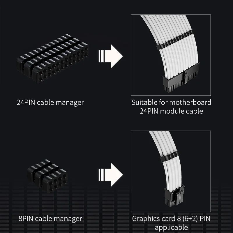 LDPCSJ 24PIN Cable Comb Computer Power Supply Module - Motherboard CPU Graphics Card Organizer Clamp for Neat Cabling
