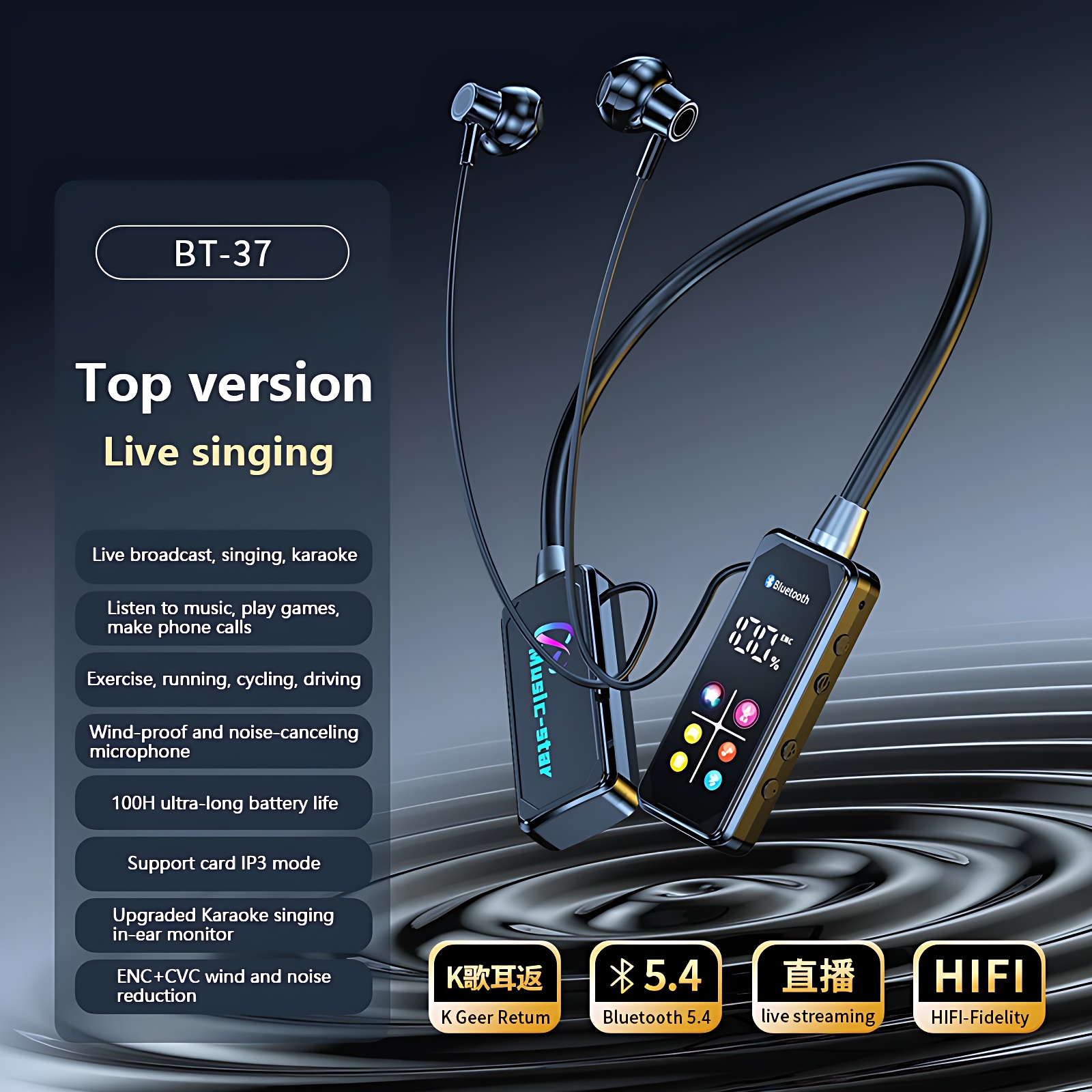 Wireless Bluetooth Neckband Earphones Long Battery Display Sports Headphones Handsfree Earbuds Magnetic