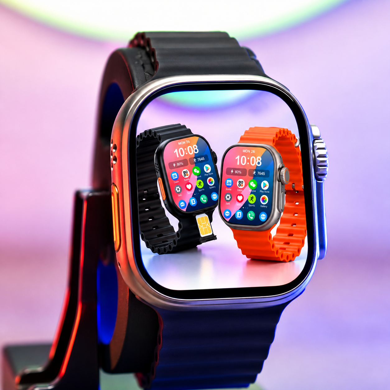 PTA Approved S8 Max Ultra SIM Smart Watch | 1.99" Display | 24 Sports Modes | Bluetooth Calling | Waterproof | Metal Body + Silicone Strap