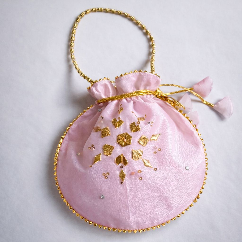 Fancy embroidered clutch/potli bag for wedding parties designer traditional potli gol bag with Handmade Gota work