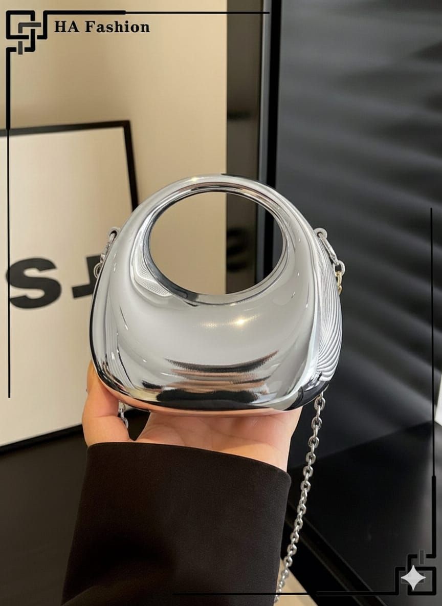 New Acrylic Moon Shaped Mini Clutch for Women | Luxury Evening Handbag | Eid Festival, Party, Wedding & Formal Fashion Purse