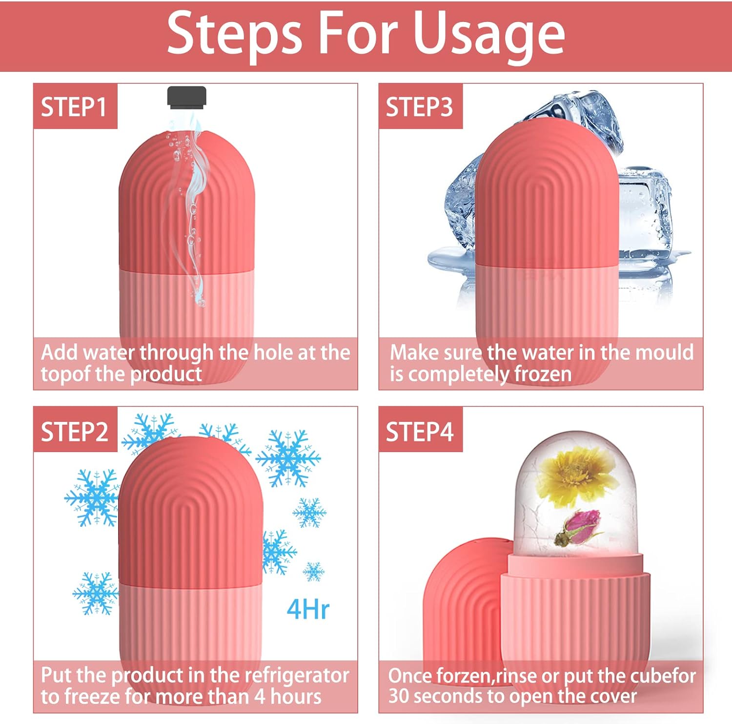 Silicon Beauty Ice Roller Massager for Face, Eyes, and Neck| Reuseable Facial Ice Cube Rollers| Skin Care Massage Tools for Collagen Regrowth, Tone Skin, Shrinks & Tighten Pores, Under Eye Dark Circles, Skin Strengthening, and De-Puff the Eye Area
