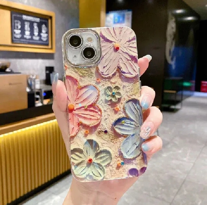 Blooms Floral Phone Case with Crystal Lens Protector | Cute Transparent Flower Cover | Luxury Protective Design