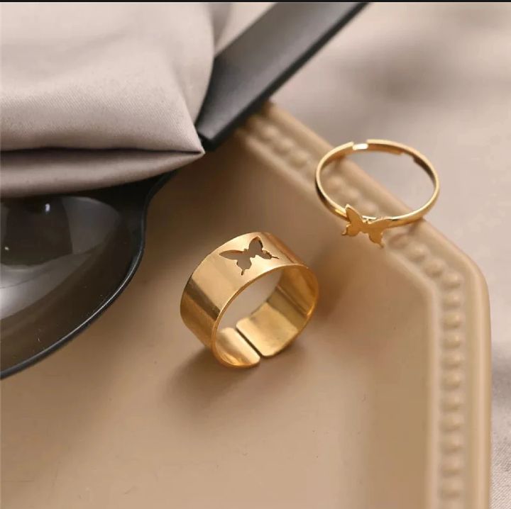 Fabulous Butterfly Rings For Girls/ Women Most Demanded . Trendy Butterfly Rings  For Couples. Lover Pack of 2 Open Adjustable Rings For Couples.Couples Rings.So Elegant