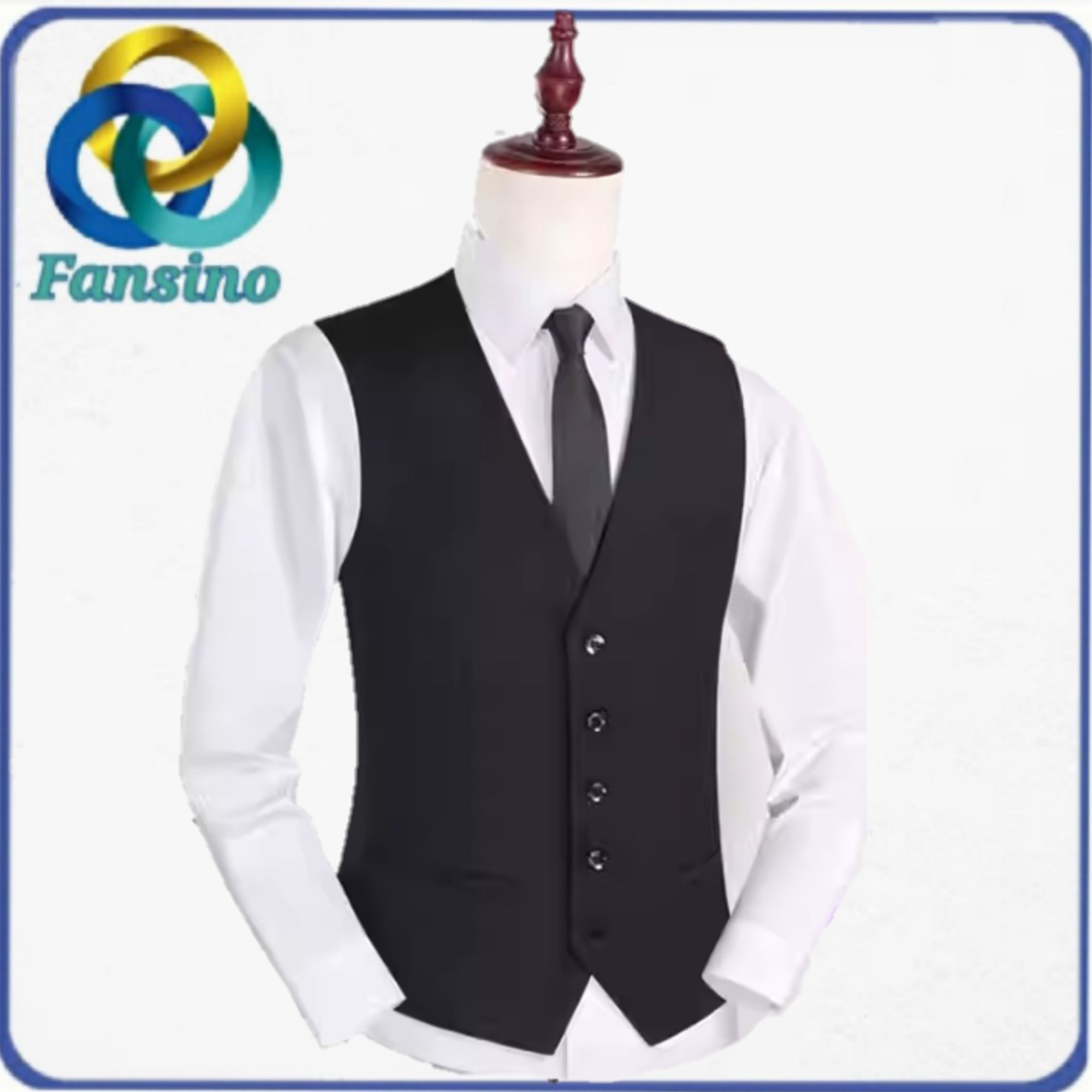 Black V-Neck Waistcoat By Fansino | Premium Quality Waist Coat For Men