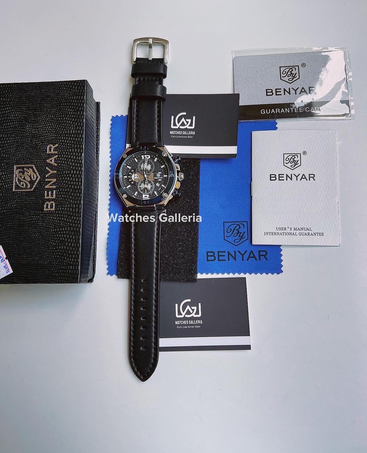 Benyar Chronograph BY5151 Leather Strap Modern Quartz Watch