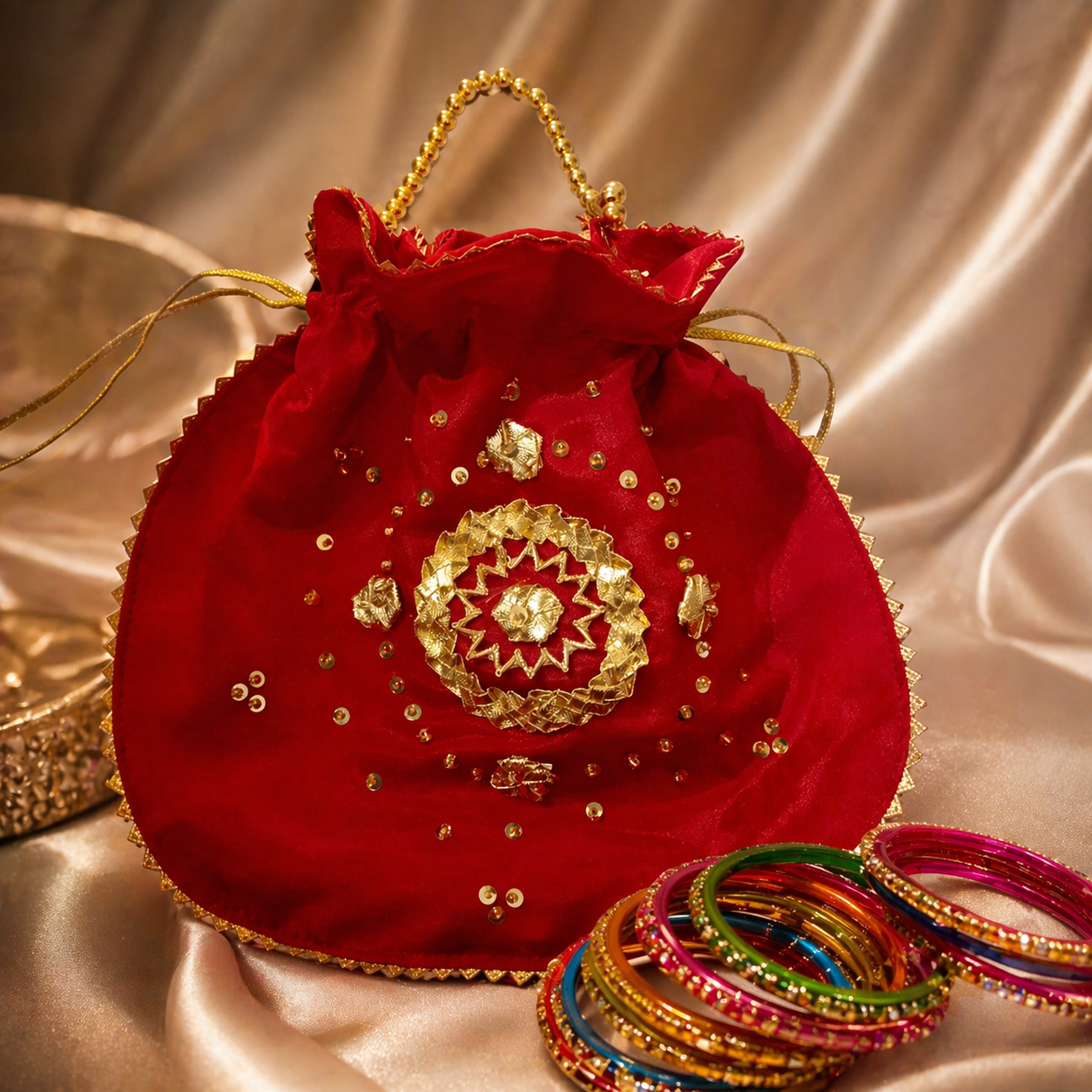 Fancy Embroidered clutch/Potli bag for Wedding,Parties traditional Potli gol bag handmade gotta work
