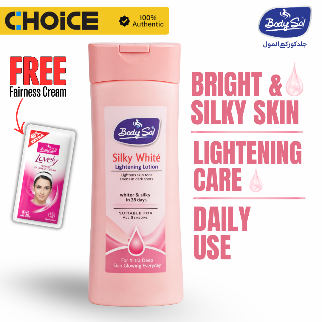 BodySol Silky White Body Lotion | Lightening & Brightening Body Moisturizer | Smooth & Silky Skin Care | Daily Use Lotion | For Men & Women