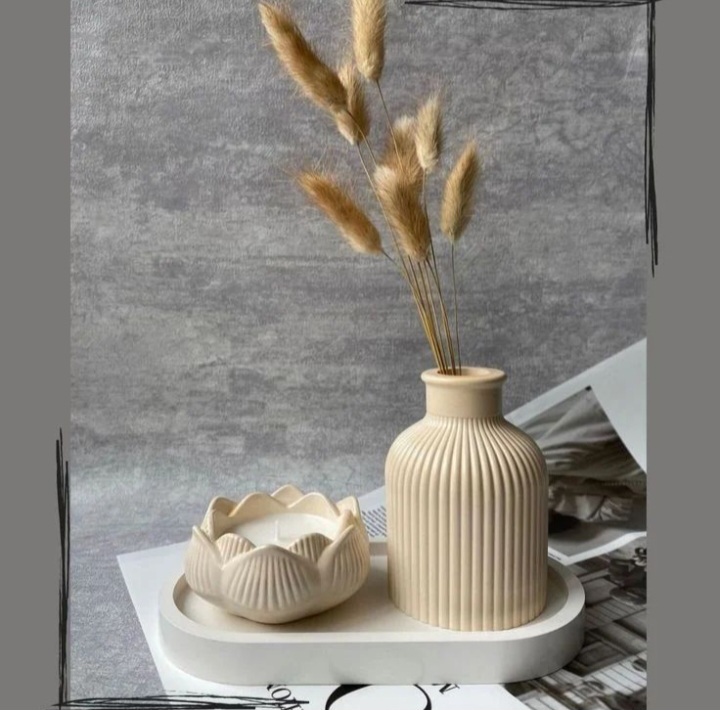 3 Pcs Set of Home Decor | Vases & Vessels | Decorative Bowls | Aromatherapy Candles | Home Fragnance