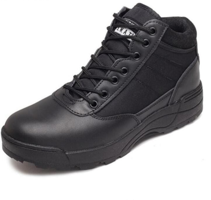 Combat Swat Tactical shoes, Men's Black Shoes Office, Casual and Hiking strong shoes with soft Sole Black Leather Shoes