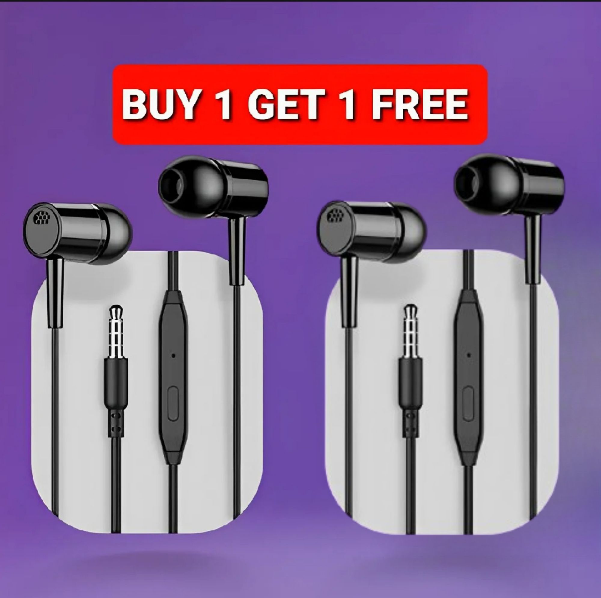 Buy 1 Get 1 Free - L29 Wired Stereo Handsfree | High Bass In-Ear Earphones with Mic for Android/Phone | Best for Music & Calls