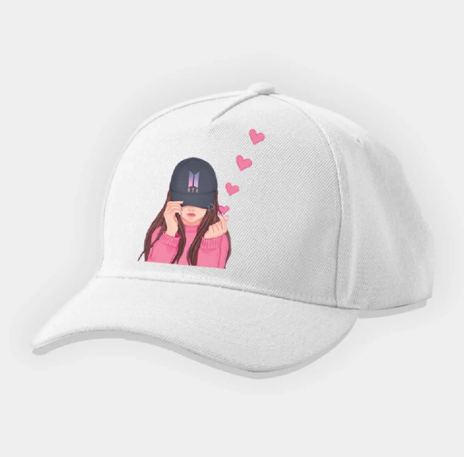 K-Pop Inspired Girl Printed Baseball Cap for Women & Girls – Adjustable Cotton Casual Hat