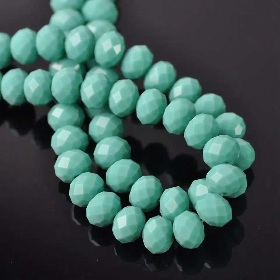 50Pcs Natural stone Faceted Chech Mint Jades loose Roundelle Beads for DIY Jewellery Making Finding