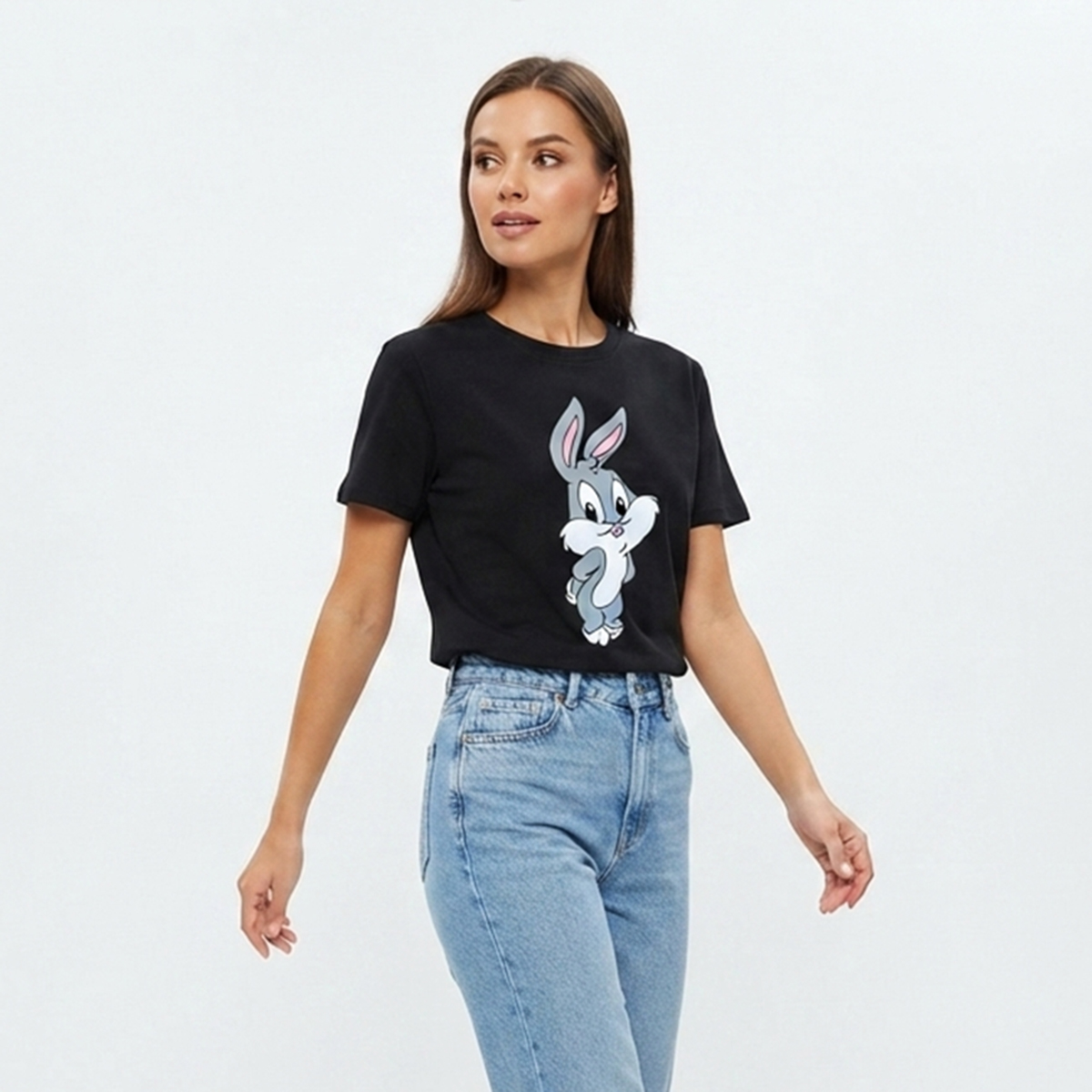 T Shirt for Girl and Women Bnnny Printed Cotton Round - Great for Casual and Formal Wear