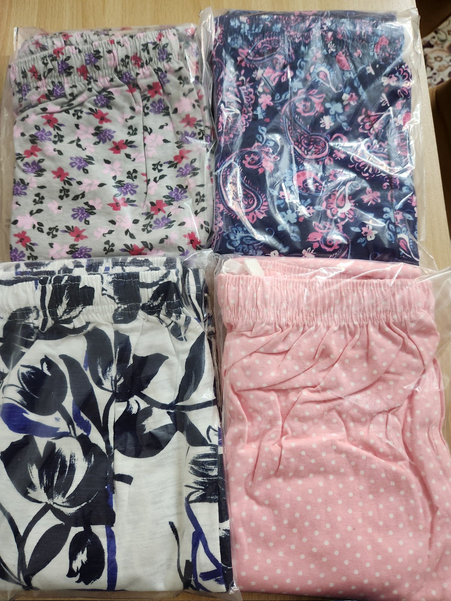Pack of 2 random colour printed ladies breatheable cotton jersey trousers pajama