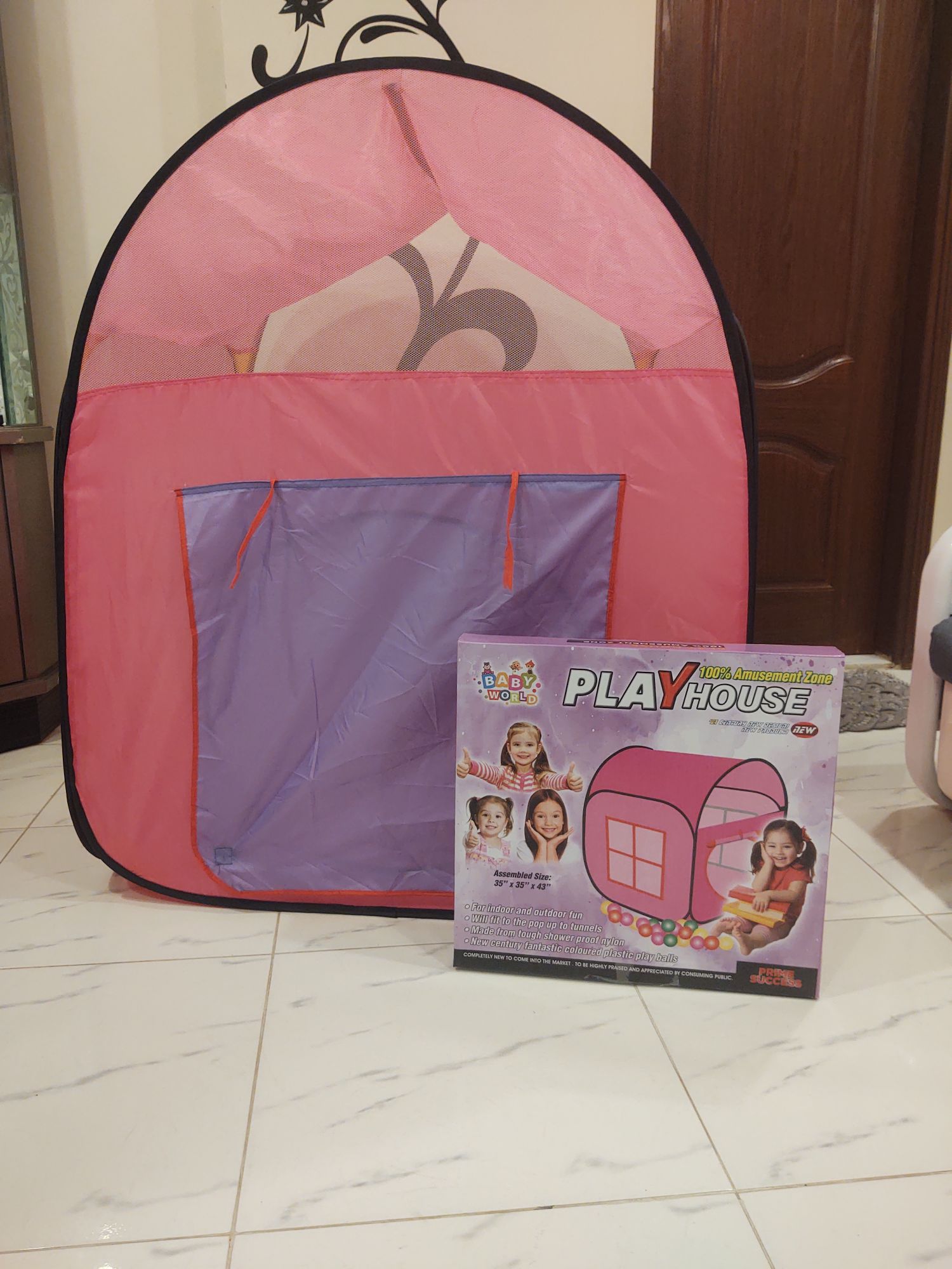 Baby World Foldable Play Tent House for Kids – Indoor & Outdoor Fun Playhouse | Lightweight & Easy to Assemble | Portable Toy Tent Ghar for Girls & Boys