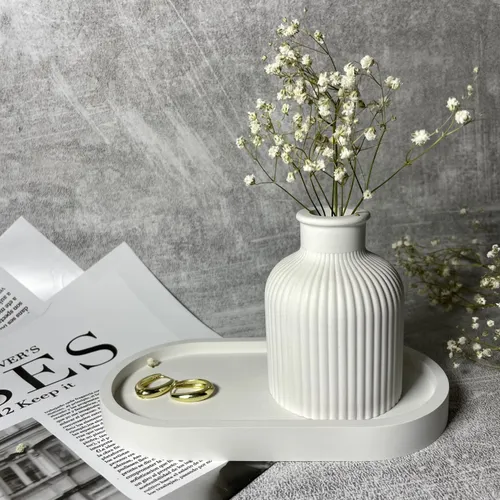 3pc set of Asthetic home decor Thinker statue, Trinket tray and mini bud vase | Storage and gift set