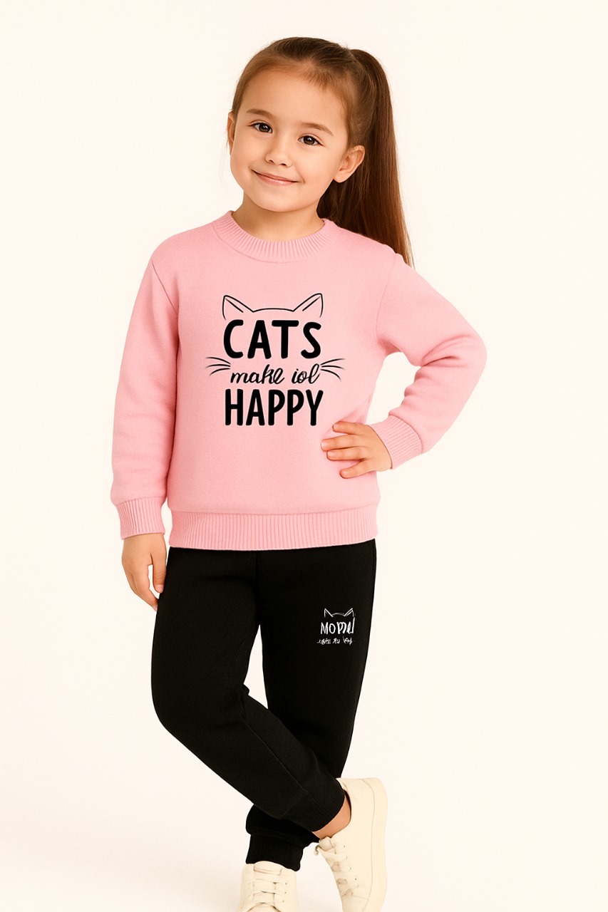 Cats Printed Good Quality Winter Kids Dress For baby Girls