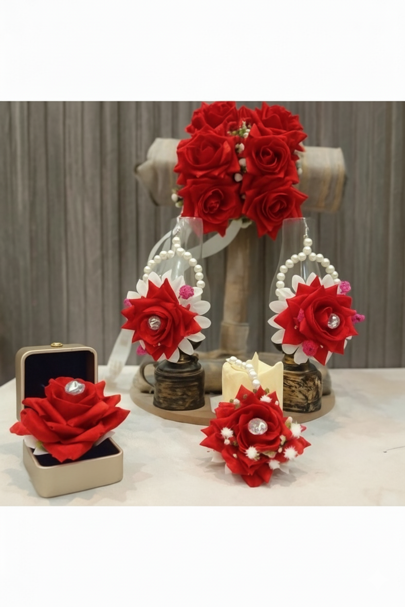 bridal Artificial Floral  complete Jewelry Set❤️