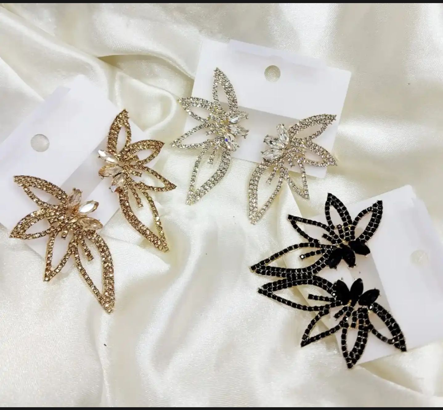 New Fashion Luxury Zircon Leaf Flower Stud Earings For Girls Women Party Wedding