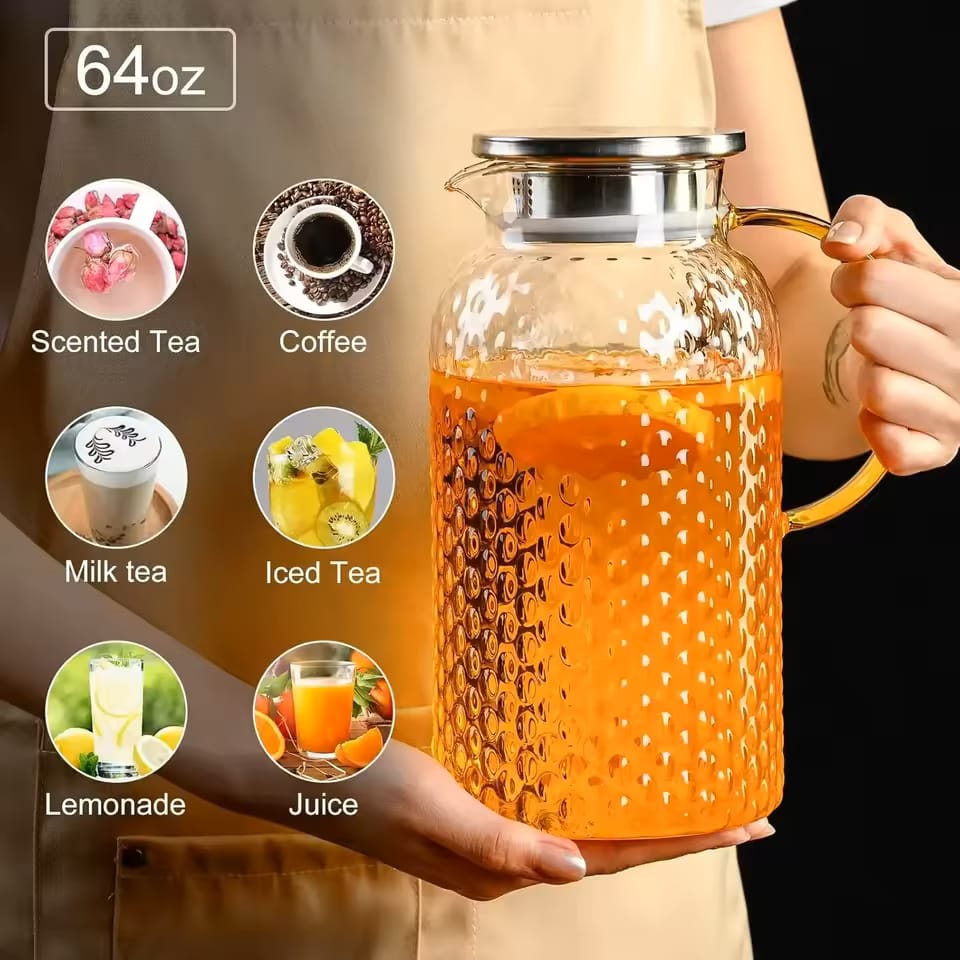 67oz Glass Pitcher with Steel Lid