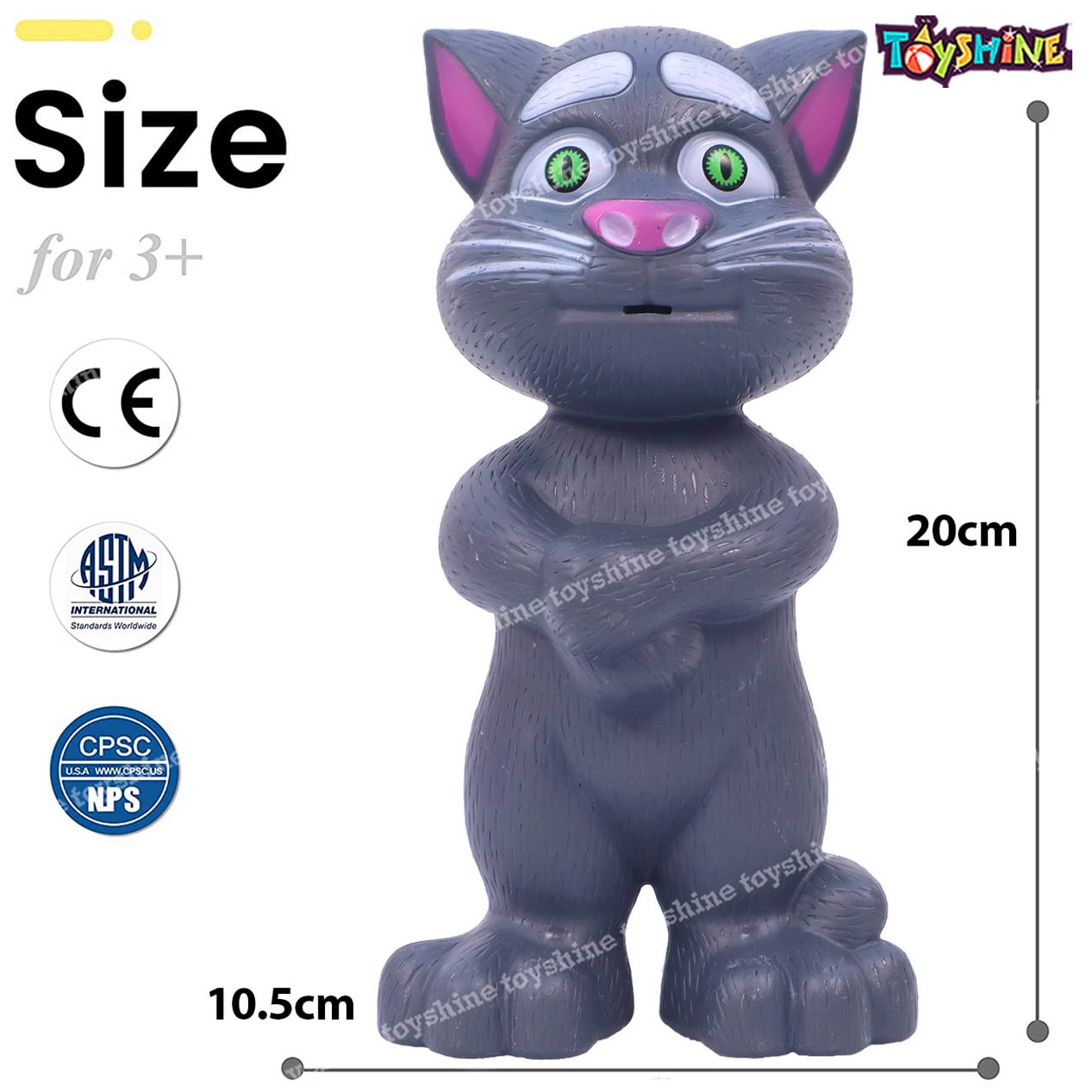 Mimicing Repeat What You Say Talking Cat with Stories and Songs, Touch Functions and Music, Funny Toy for Kids Birthday Girls Boys Kids Toddler 2 3 4 5 Year Old- GREY