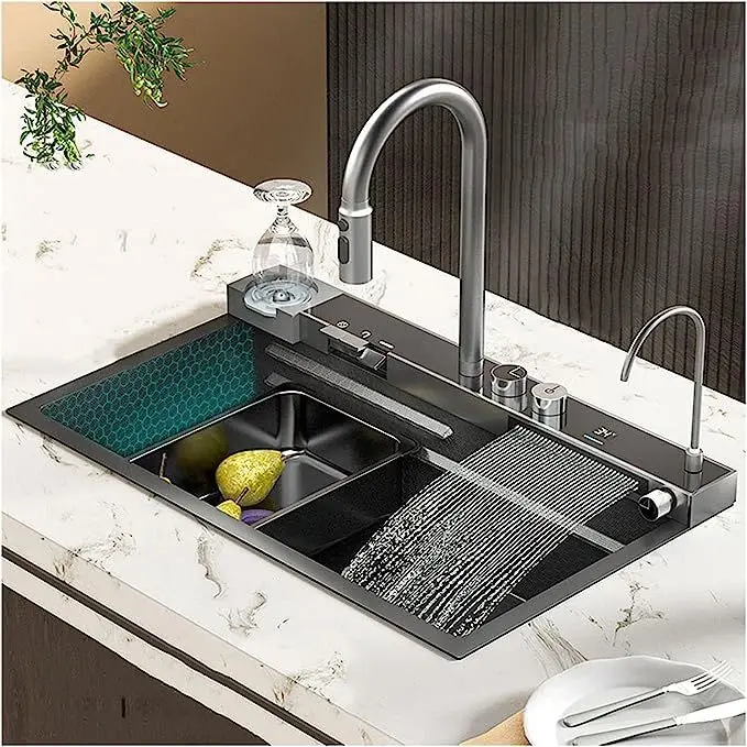 Nano 304 Kitchen Sink Stainless Steel Vegetable Washing Basin Large Single  Set