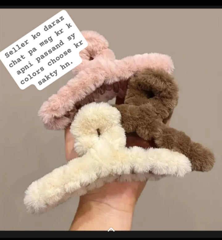 Trendy 4 pc Large premium Korean Fur Hair Ketchers for Girls | Soft Fluffy Hair Accessories | Stylish Winter Hair Catchers | Pack of 1 | pack of 3 |Trending Hair Ketcher Styles