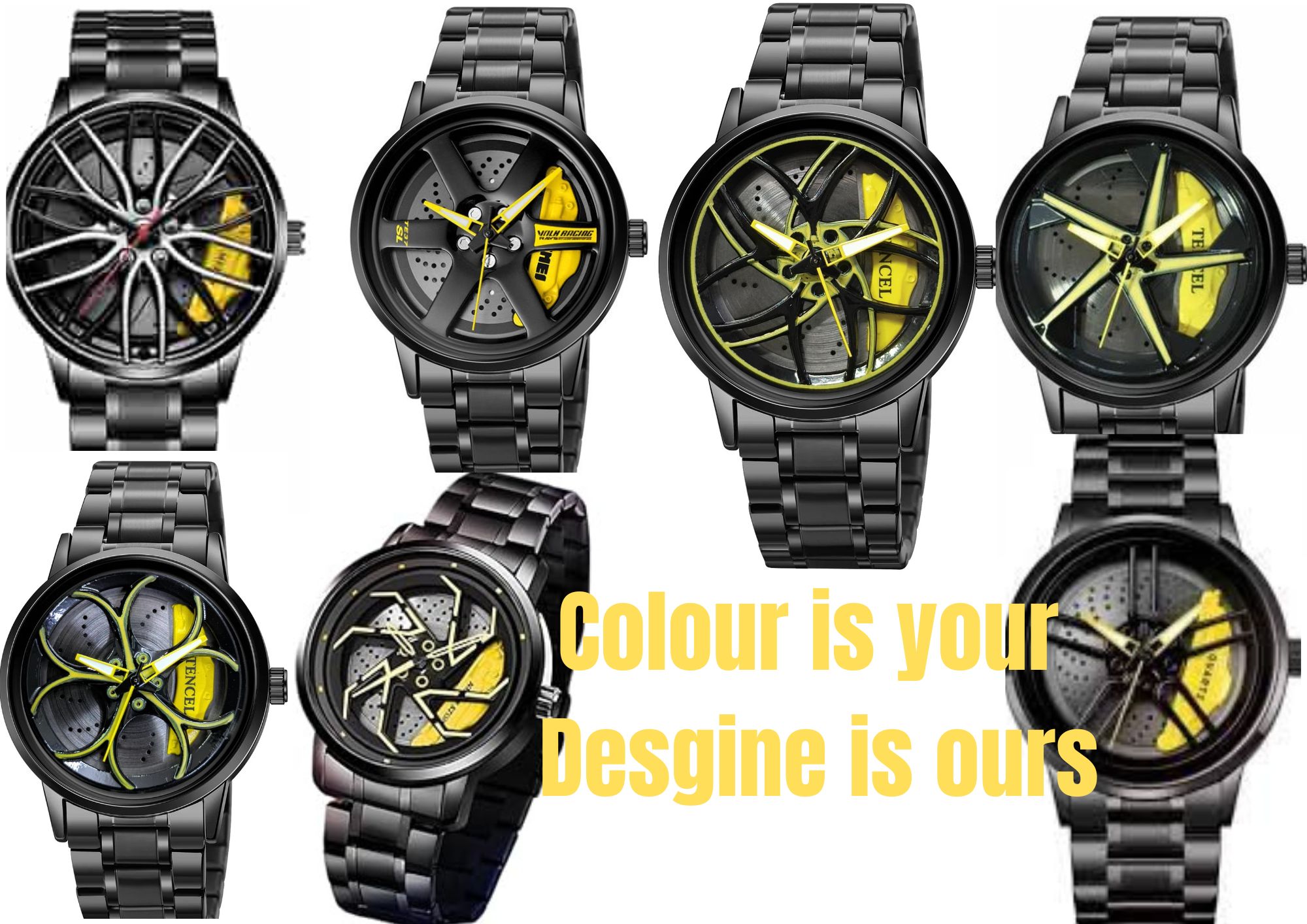 360 Degree Rotatable Rim Watch for Men - Trending Car Wheel Design Wrist Watch - Stainless Steel Waterproof Quartz Watch for Boys - Luxury Sport Wheel Rotation Watch - VibeMotion Original